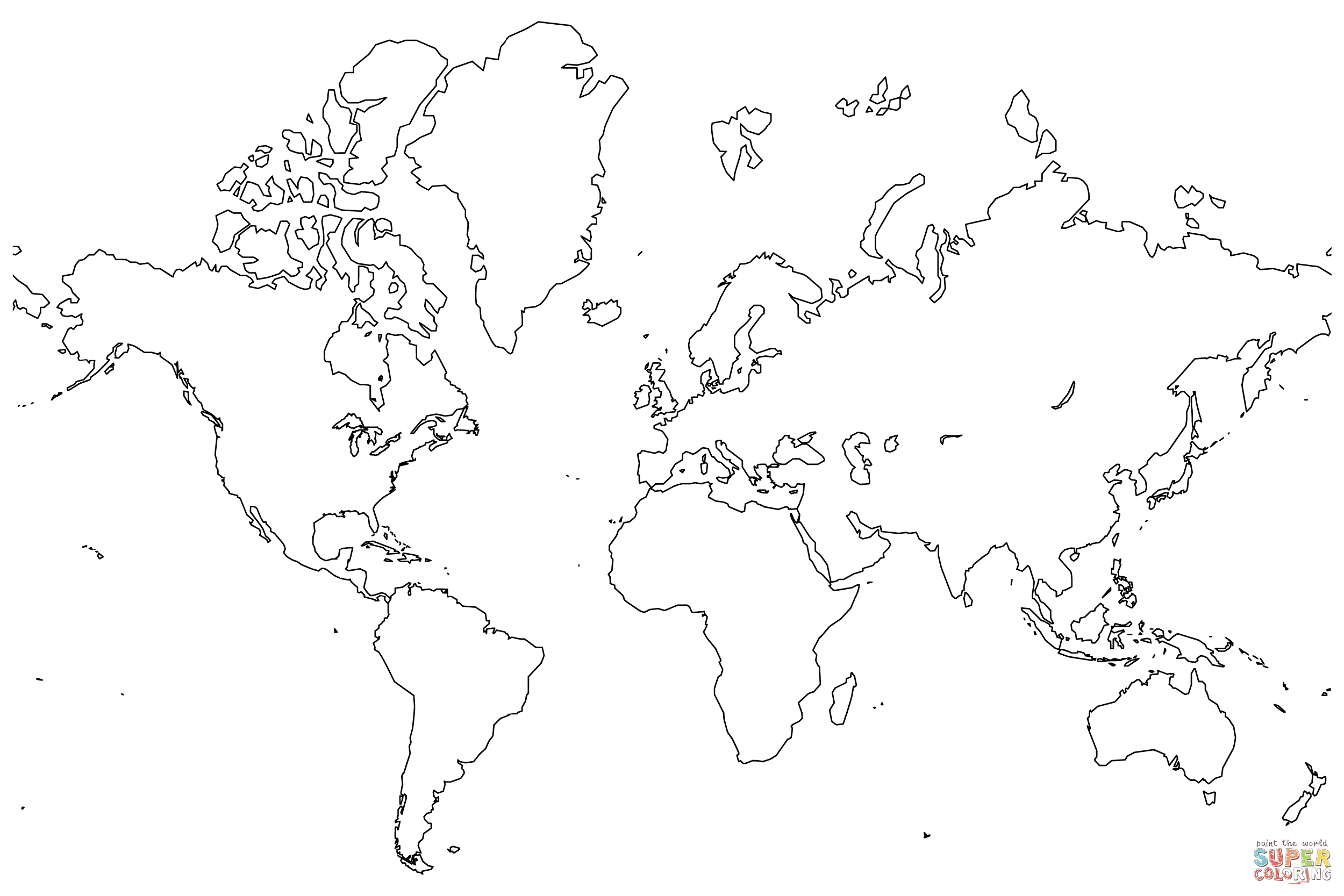 Blank Map of the World coloring page | Free Printable ...