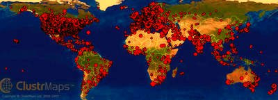 The visitors on a world map