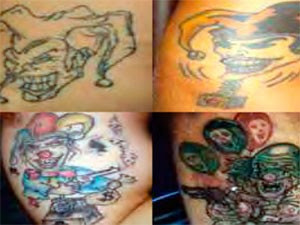 Criminosos que posseum a tatuagem do palhaço têm ligação com roubos e formação de quadrilhas. (Foto: Divulgação)