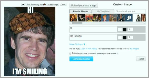 Meme example of social media content
