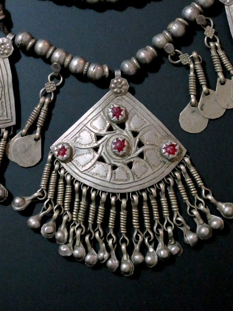 Large Old Kashmiri Tribal Jewelry Pendant Necklace