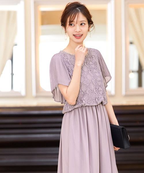 結婚式ワンピース パーティードレス ドレス Fashion セール 結婚式ワンピース Letter ファッションレター のファッション ドレス ワンピース ドレス プリーツ袖レーストップス