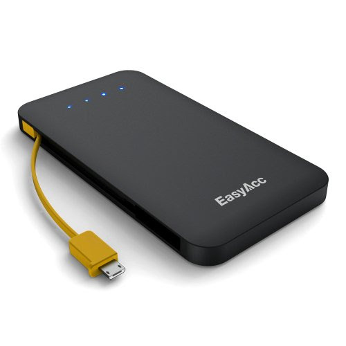  EasyAcc ® PowerBank iChoc M5 5000mAh 2.5A charge rapide Ultra-Slim Pack Chargeur de batterie de secours externe Portable Micro-USB câble Batterie Externe pour Andorid Smartphone; 1.5A Port USB pour iPhone 5S 5C 4S (adaptateurs Apple ne sont pas inclus), Tablettes, Haut-parleurs Bluetooth casque, Google Glass, Gopro et autres appareils - Noir mat