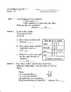 Sunshine Math- 2 Earth, IV Worksheet for 2nd - 3rd Grade ...