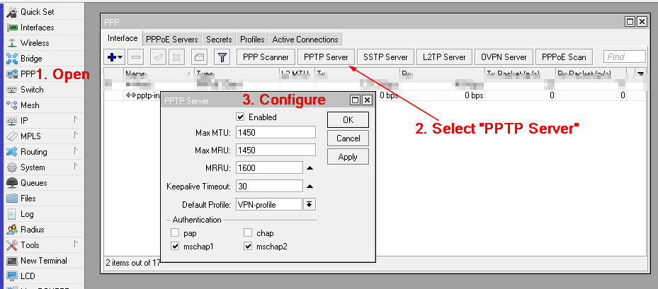 VPN enable PPTP