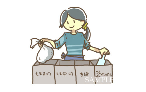 ゴミの分別をする女の子のイラスト素材 無料フリー素材
