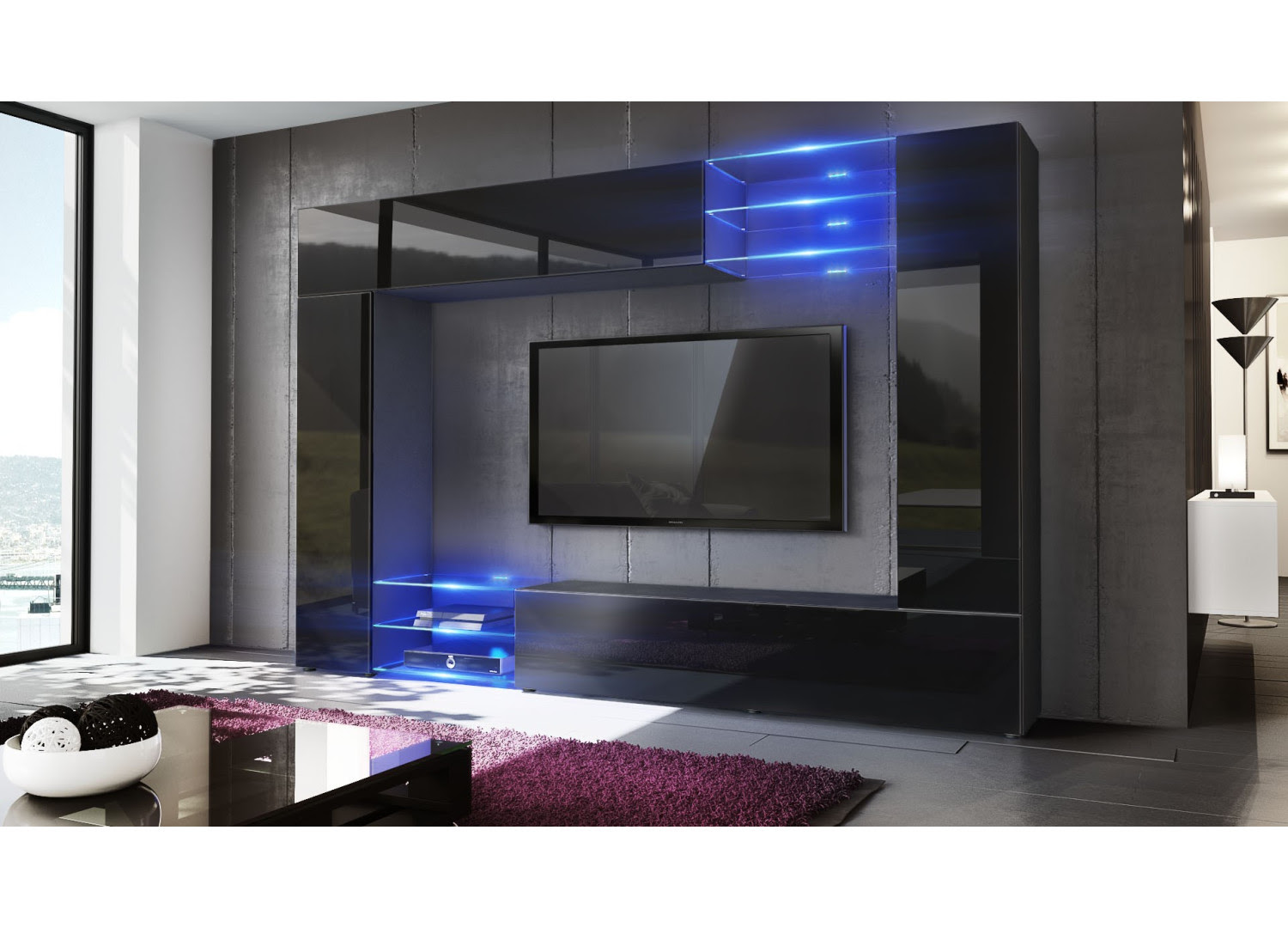  Meuble  TV  mural design  led  SAMBA Cbc Meubles 