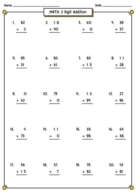 25 or 49 questions per worksheet. double digit addition worksheet pack have fun teaching a printable