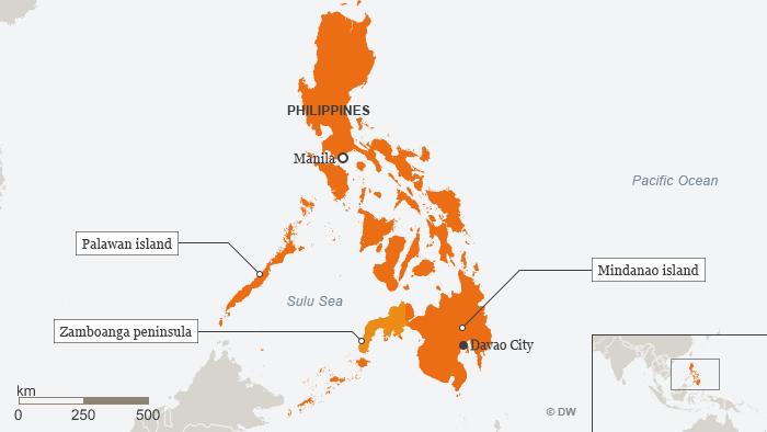 Map of Philippines highlights Mindanao.