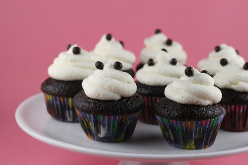 Chocolate Espresso Cupcakes with Mascarpone Whipped Cream Frosting