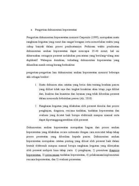 Pengertian dokumentasi keperawatan