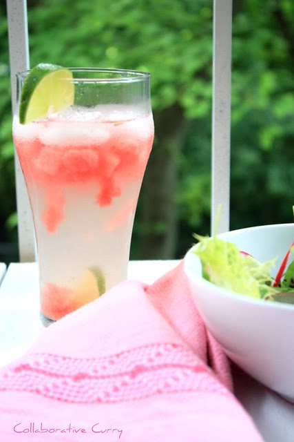Watermelon pieces in lemonade