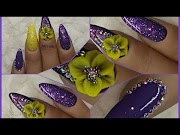 Most Wanted Purple yellow 3D gel nail art with Venalisa, most searching!