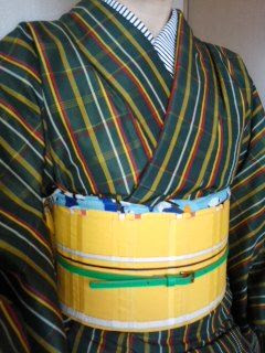 帯締めの代わりにベルトでお太鼓結びできる 四十代で楽しむ普段着物