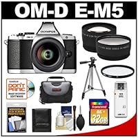 Olympus OM-D E-M5 Micro 4/3 Digital Camera & 12-50mm Lens with 32GB Card + Case + Filter + Tripod + Telephoto & Wide-Angle Lenses + Accessory Kit