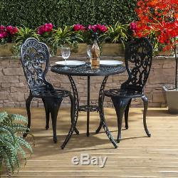 Vintage Bistro Set Cast Aluminium Black Outdoor Coffee ...