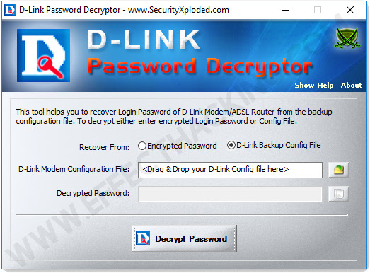 DLink Password Decryptor D-Link Backup Config File Screenshot