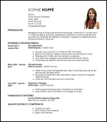 exemple de cv hotellerie