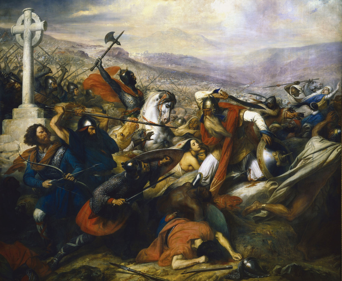 The great defender of Western civilisation Charles Martel who defeated the Muslims would not have allowed Christianity to be mocked or denigrated. Notice the cross, which has to be defended.