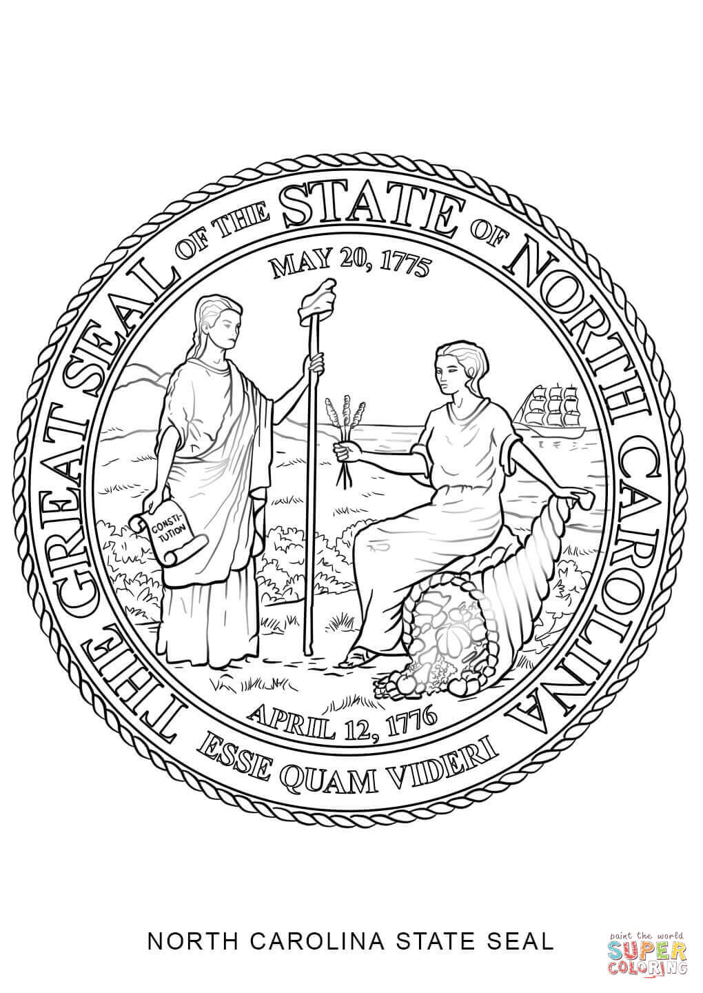 Download North Carolina State Seal coloring page | Free Printable Coloring Pages