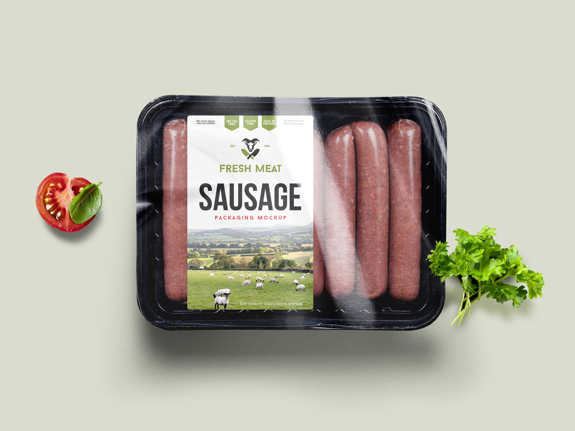 Download Free Sausage Food Packaging Mockup Psd