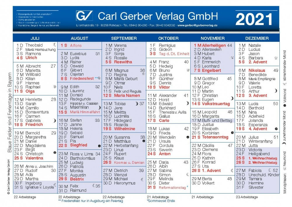 Wand Kalender A4 2021 7107