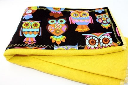 Colorful Owls hand dyed Orange Burp Cloth