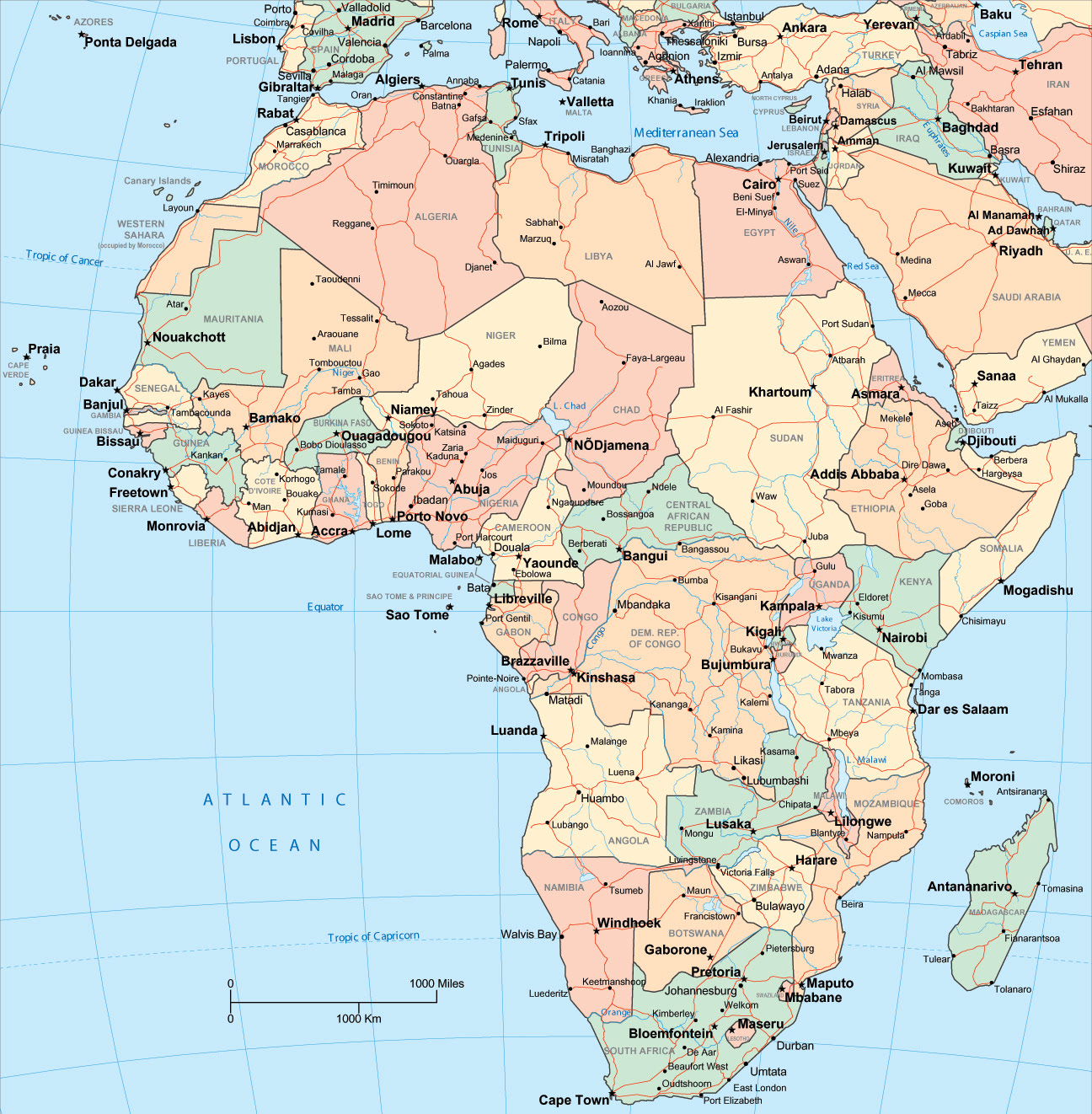 Large political map of Africa. Africa large political map ...