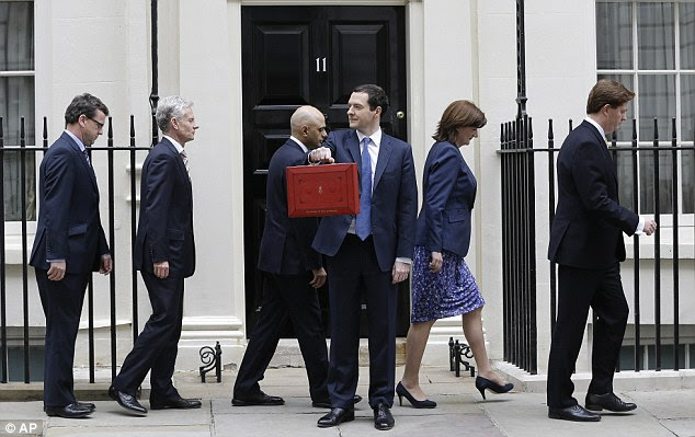 Budget 2014: Chancellor George Osborne outside Number 11 Downing Street this morning