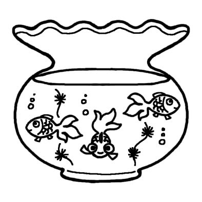 金魚鉢 夏の情景 夏のイラスト 無料 白黒イラスト素材