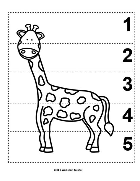  10 zoo animals number sequence 1 5 preschool math bw picture etsy