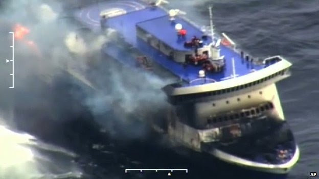 The Norman Atlantic on fire