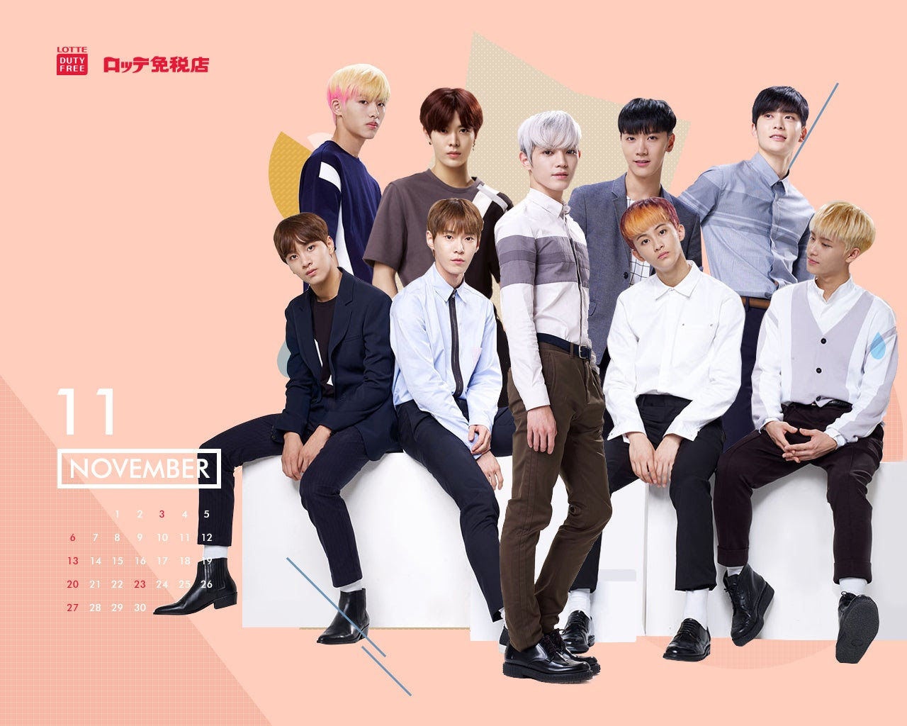 Nct ロッテ免税店 16年11月 カレンダー Pc背景 壁紙 高画質画像 K Pop Bigbang Twice Exo 防弾少年団 東方神起 Super Junior最新情報