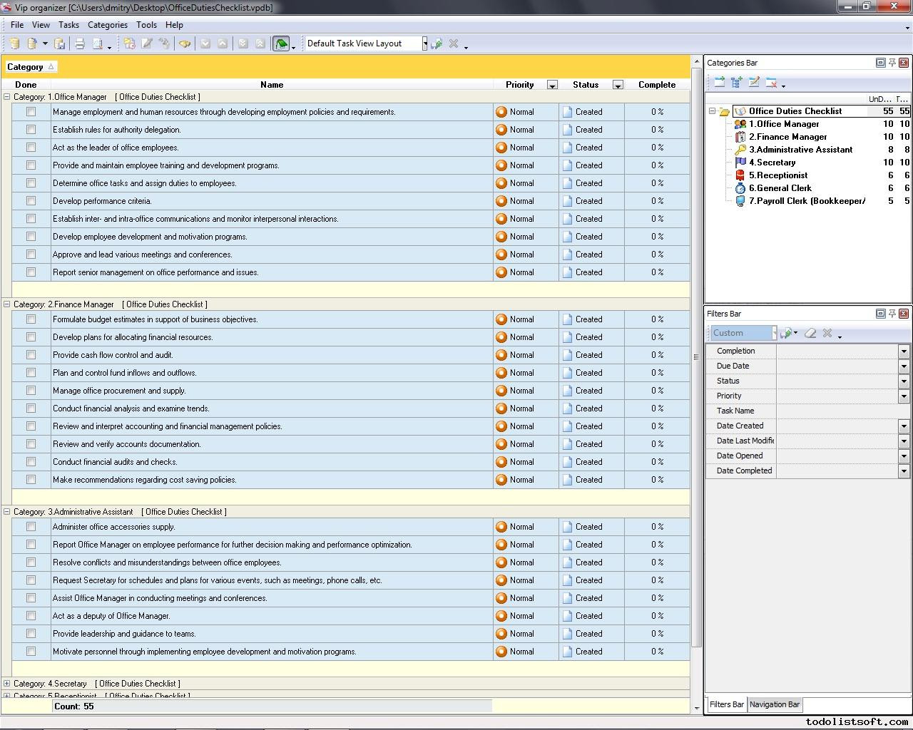 Office Cleaning List Duties - planner template free