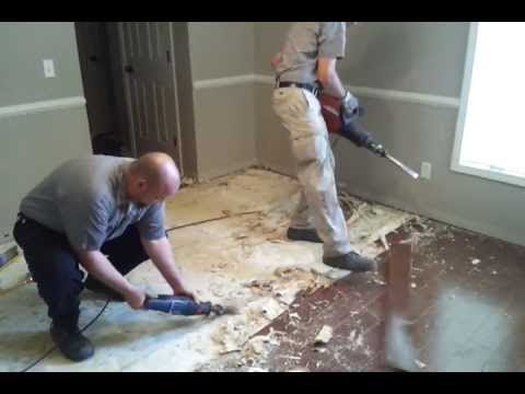 Removing glued down wood floor from concrete. - YouTube
