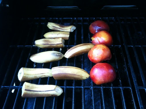Grilled peach and banana