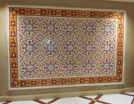 A wall tile mural installation at the Tropicana of Cuban Heritage Cement Tile