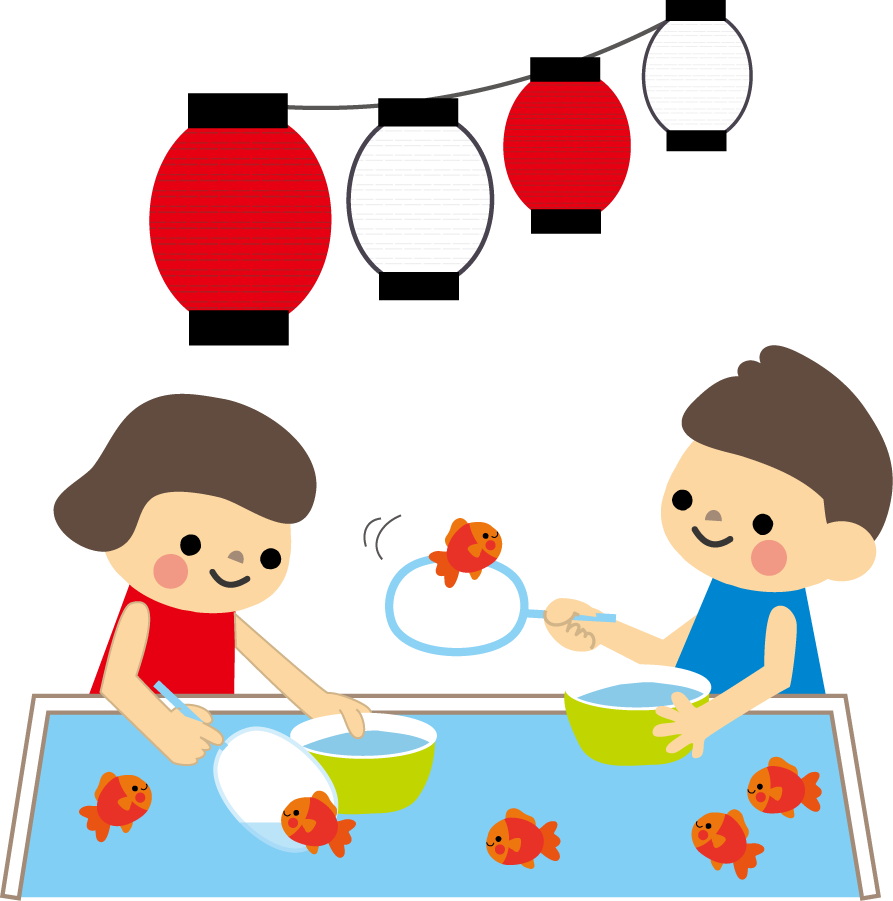 夏まつりイラスト金魚すくい 無料イラスト素材