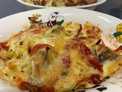 ゴロっとしたサバが美味しい サバの水煮缶と玉ねぎのチーズ焼き きままにスマイル