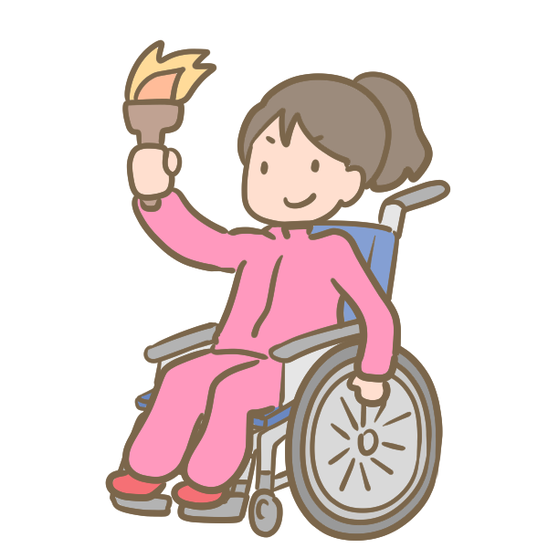 車いすの聖火ランナー 女性 のイラスト かわいいフリー素材が無料のイラストレイン