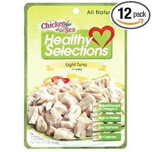 Chicken of the Sea Tuna Health Select Chunk Light , 2.5 Ounce Pouch (Pack of 12)