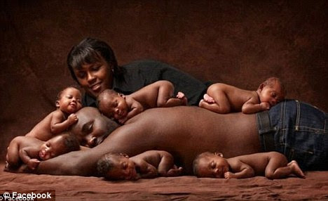 Internet sensation: Mia and Rozonno became overnight celebrities after posting this picture on Facebook and their sextuplets. They also appeared on Oprah