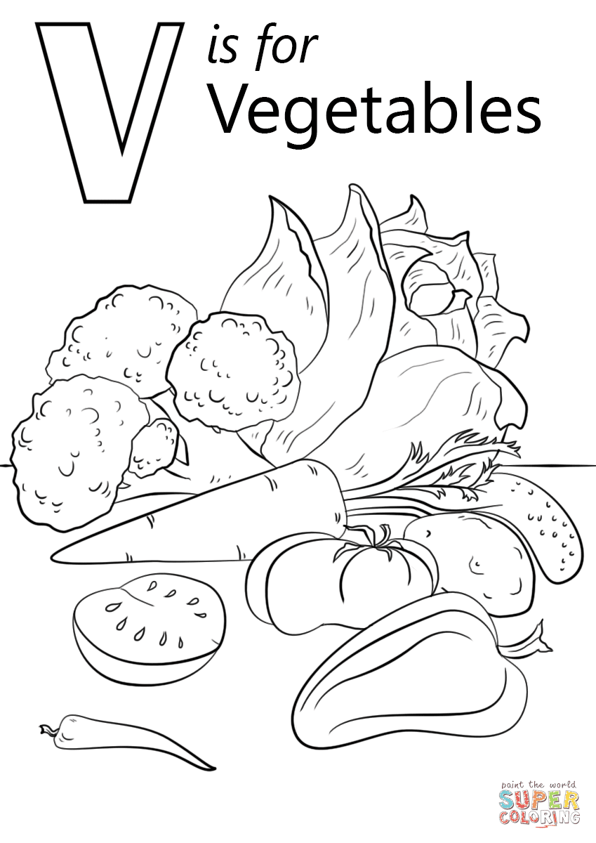 Download V is for Vegetables coloring page | Free Printable ...