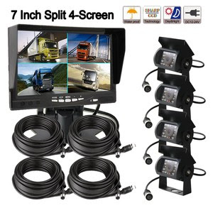 SplitQuadCarReversingMonitor4Video4xTruckCCDBackupCamera 