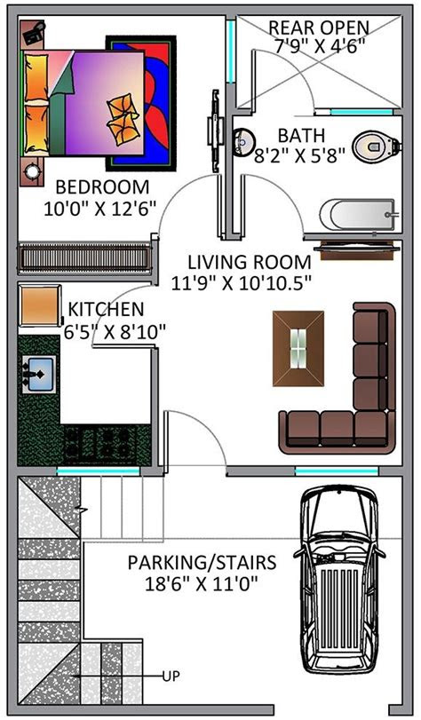 Best small homes designs are more affordable . Ground Floor Plan for 20X35 Feet plot | 2bhk house plan, 1