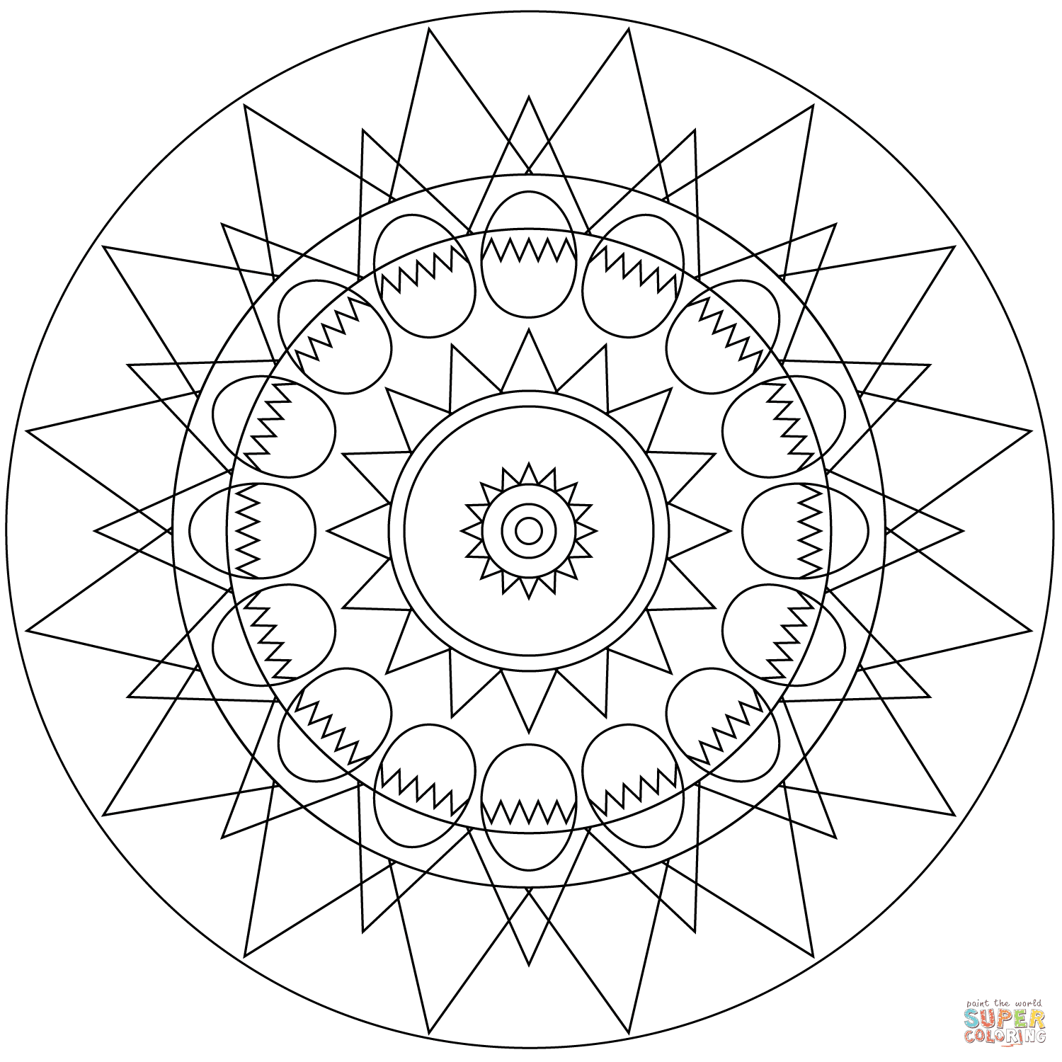 Clicca su disegni da colorare di Mandala con uova di Pasqua per visualizzare la versione stampabile o colorala online patibile con iPad e tablet con