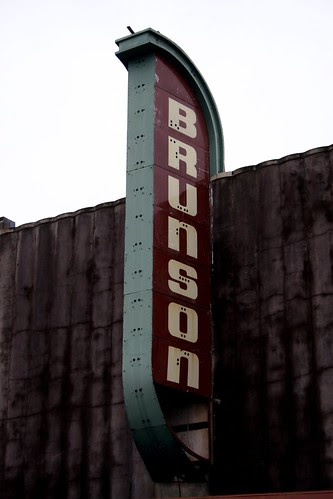 view of brunson neon sign
