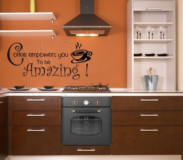 Kitchen Wall Decal Coffee Quote Vinyl Wall Words by MulberryCreek