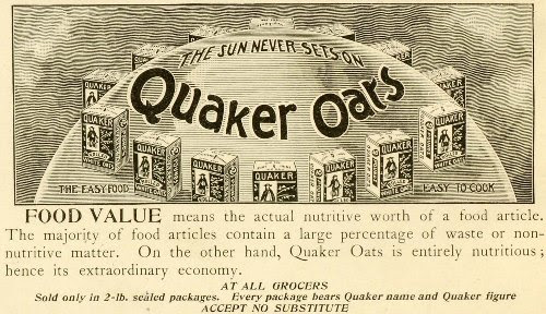 1898 Ad Quaker White Oats Globe Earth Healthy Cereal Food Boxes Breakfast Space - Original Print Ad
