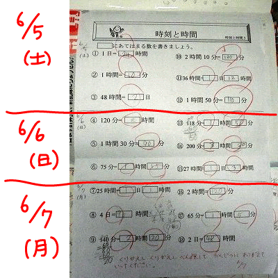 小３ 時刻と時間 の学習は毎日 少しずつ ちびむすブログ